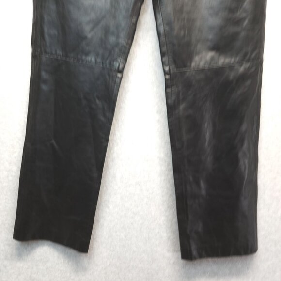 Tommy Hilfiger Vintage Leather Pants Womens 10 Black Lined Y2K Straight Leg - Picture 4 of 16